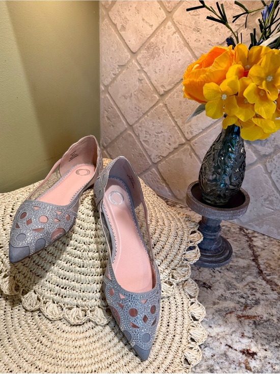 Journee Collection Shoes - Women's Grey Journee Batavia Rhinestone and Mesh Ballerina Flats